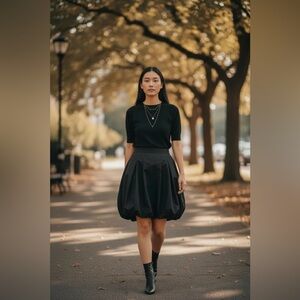 ROBERT RODRIGUEZ Vtg Y2K Black Bubble Hem Cotton Skirt Size 8 NWT Deadstock